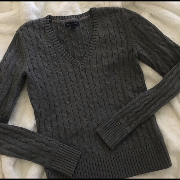 Tommy Hilfiger V-Neck Pullover Sweater {Gray} - Picture 5 of 8